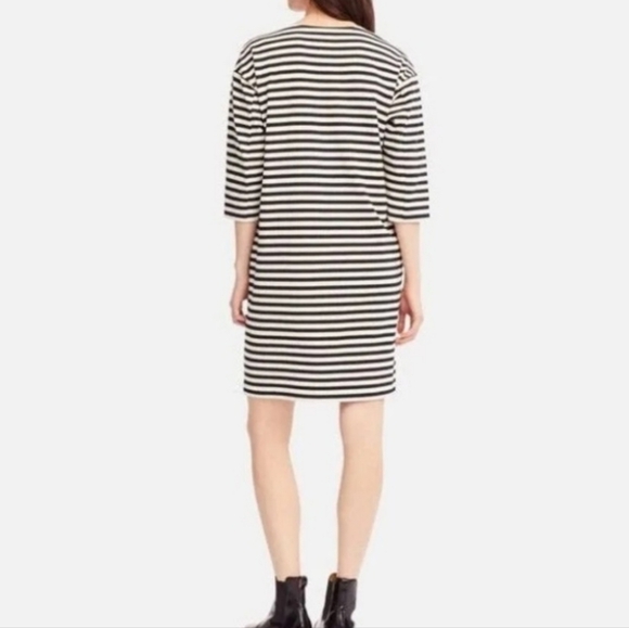 Uniqlo black & ivory cotton nautical stripe popover dress Size L - Picture 4 of 7